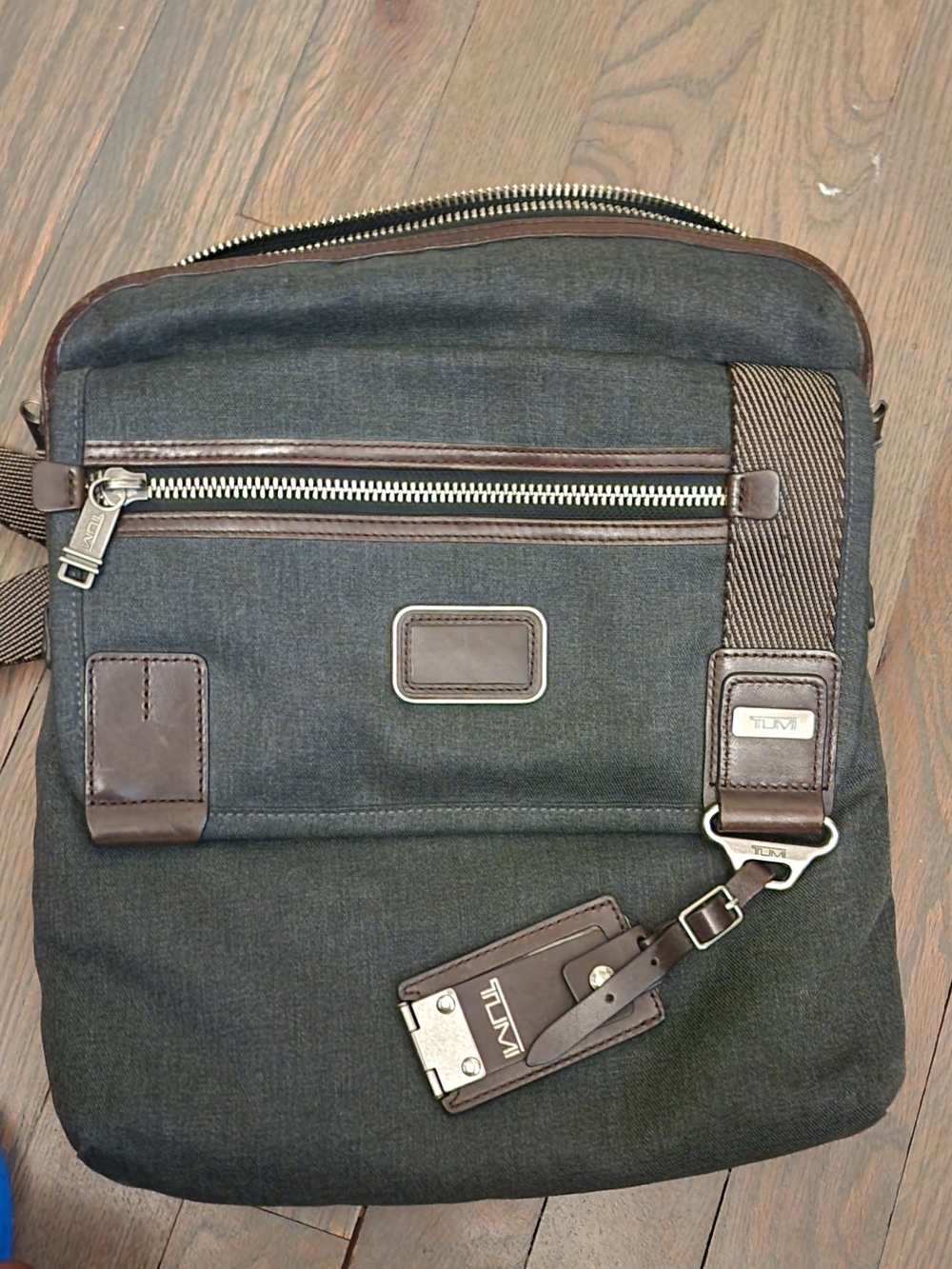 Tumi Men's Dark Gray and Brown Messenger Crossbody